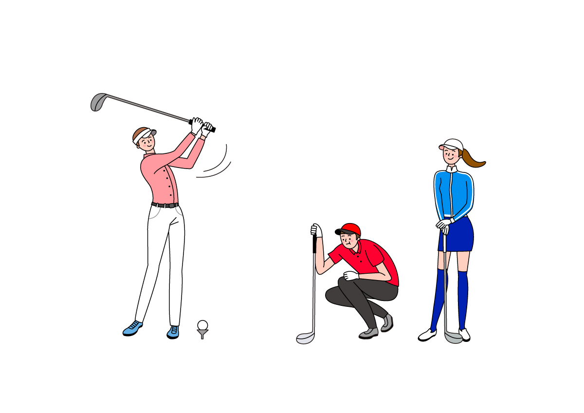 业余生活高尔夫球运动爱好插画素材