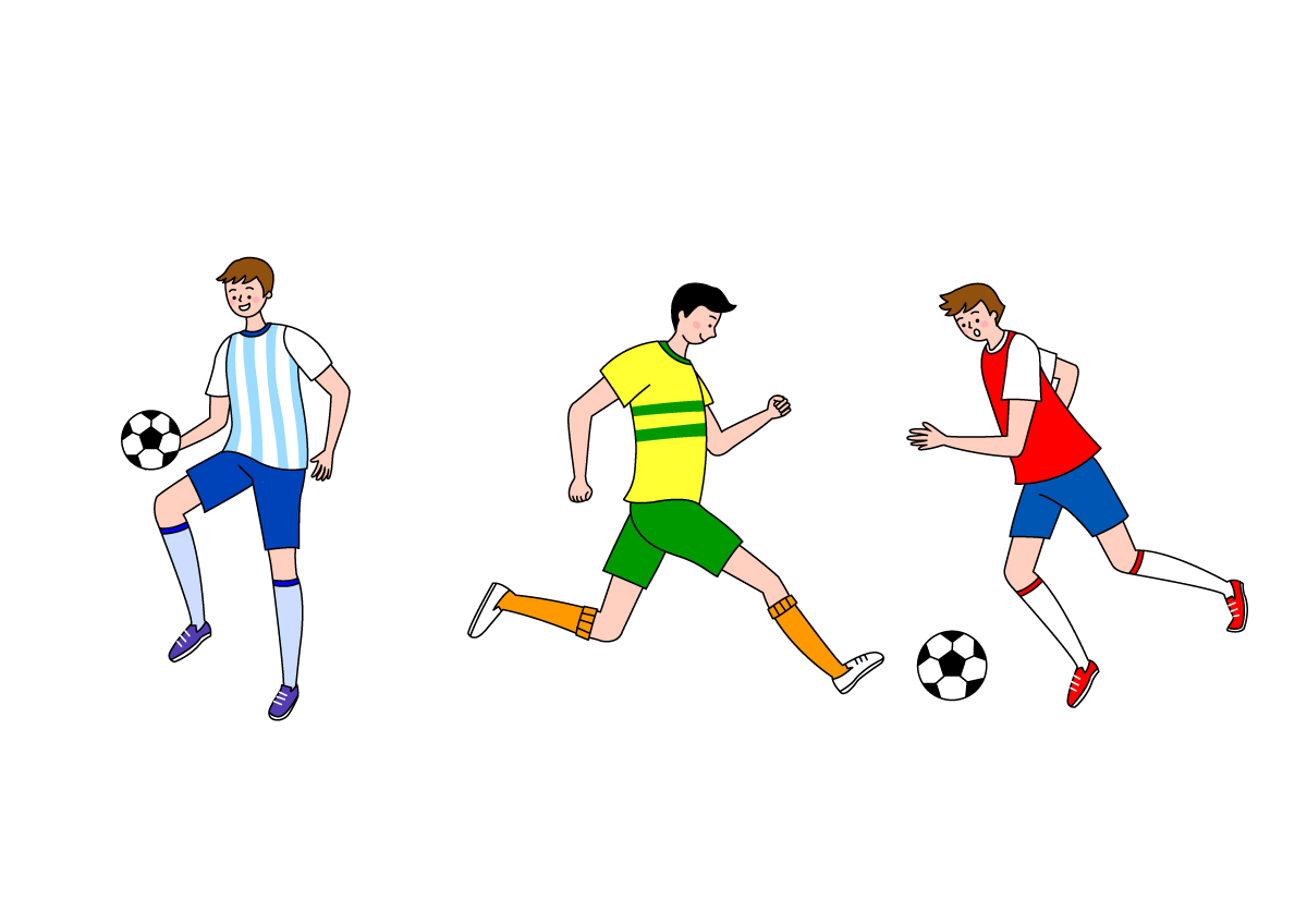 业余生活踢足球运动手绘插画素材