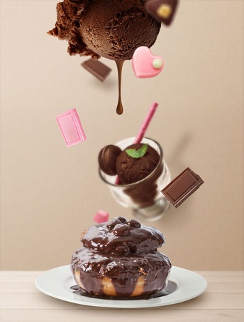 创意巧克力蛋糕美食悬浮海报