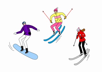 业余生活滑雪插画素材