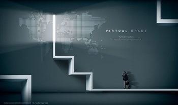 虚拟空间ps合成大气商务背景图片素材