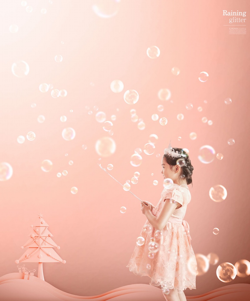 儿童摄影写真梦幻气泡背景ps模板素材