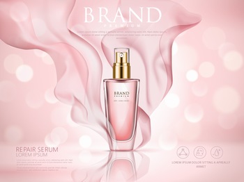 粉色高端化妆品香水海报矢量图素材