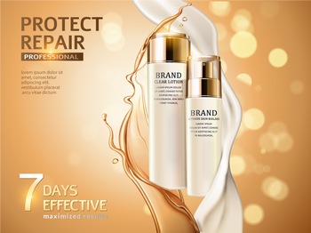 金色保湿润肤高端化妆品海报矢量图素材