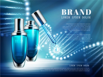 蓝色高端化妆品DNA海报矢量图素材