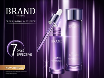 紫色高端化妆品护肤品精油广告矢量图