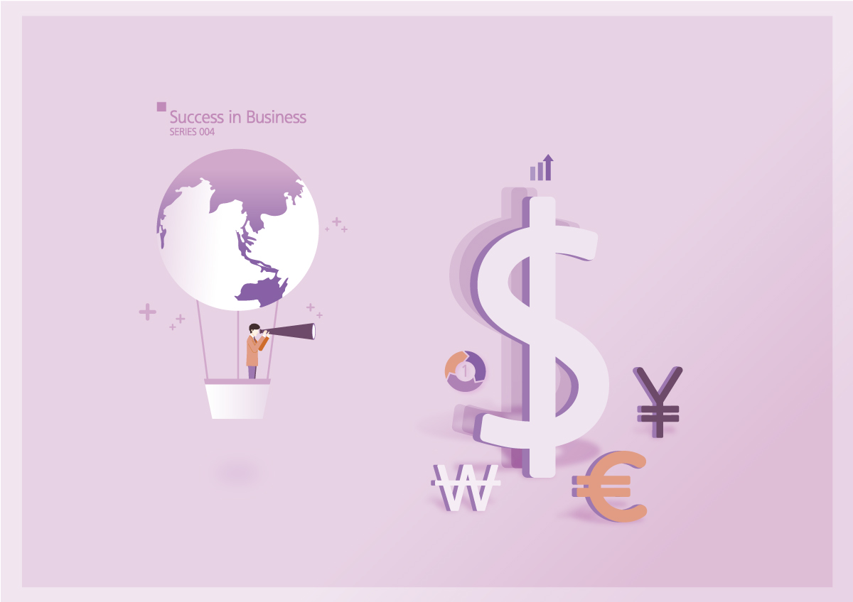 2.5D国际货币汇率商业插图