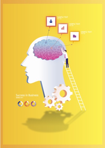 2.5D大脑创意思维商业插图