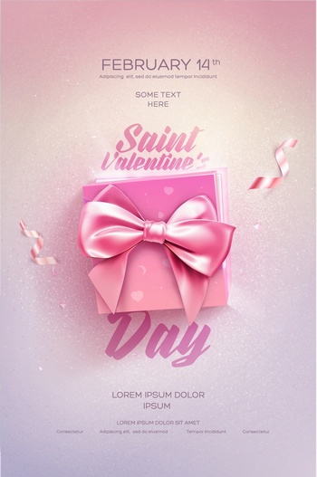 七夕情人节节日粉色礼物礼盒海报促销模板
