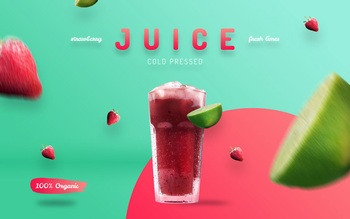 鲜榨果汁饮料海报宣传单设计素材