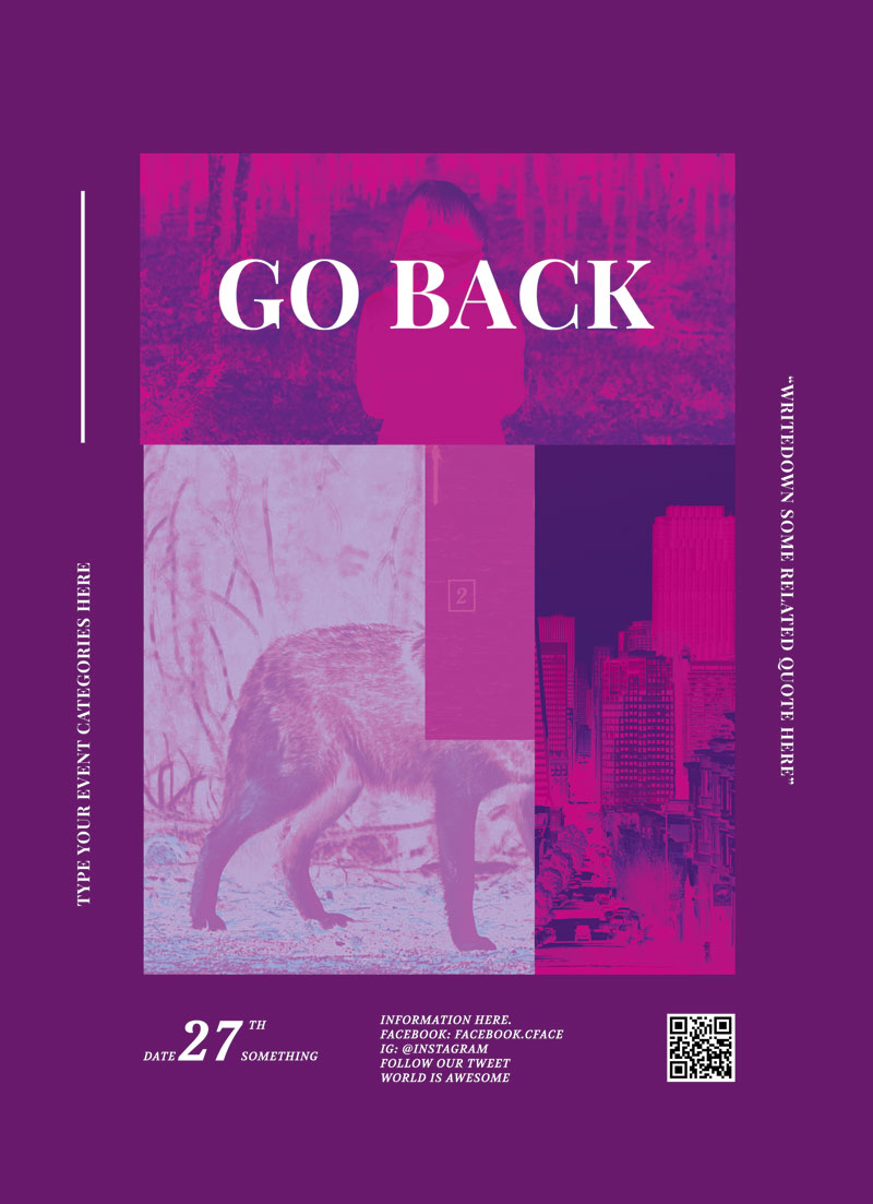创意紫色英文海报传单封面版式设计ps素材