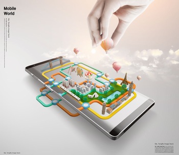 大屏手机手机地图游戏ps创意合成素材