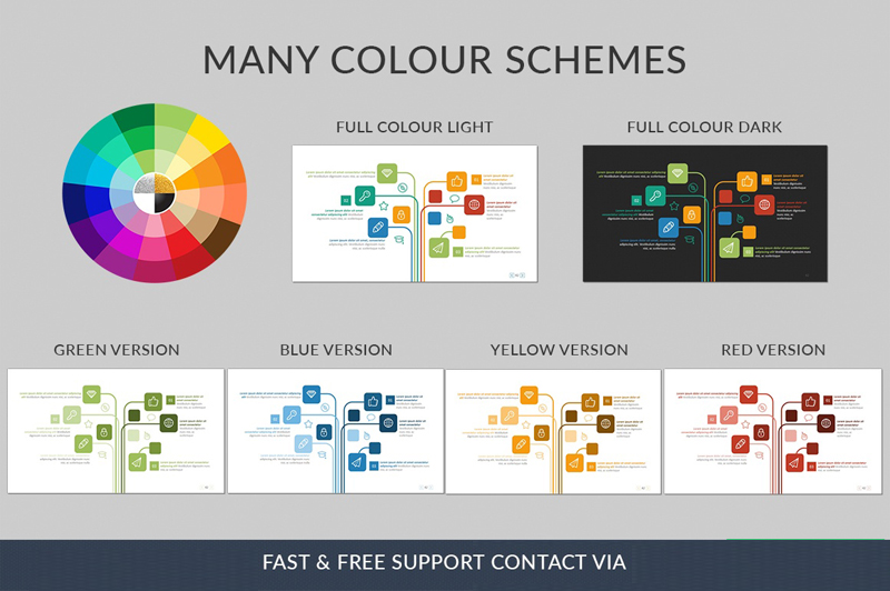 5种配色方案的超多数据图表PPT模板预览图