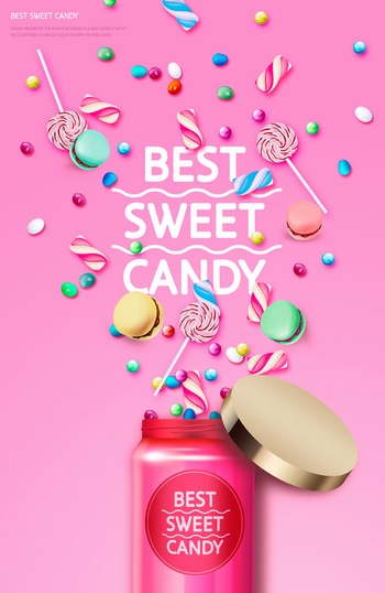 新鲜糖果甜品糖罐ps创意海报素材