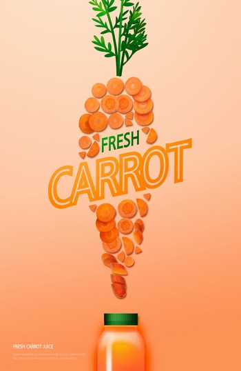 新鲜胡萝卜蔬菜汁饮料ps创意海报素材