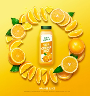 新鲜橙汁饮料ps创意海报素材