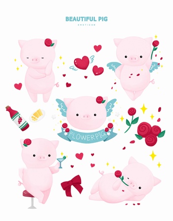 美丽的粉红猪小妹卡通形象PS素材