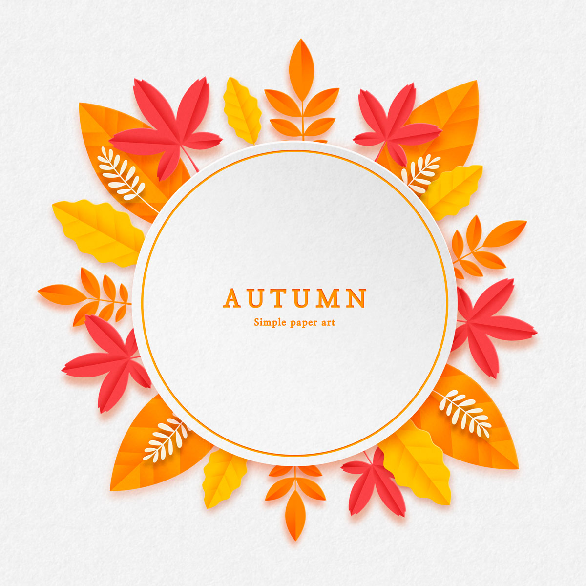 剪纸风格秋季树叶标签背景装饰ps素材