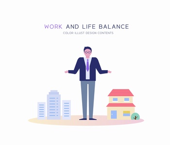 平衡工作生活场景扁平化矢量插图插画