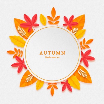 剪纸风格秋季树叶标签背景装饰ps素材