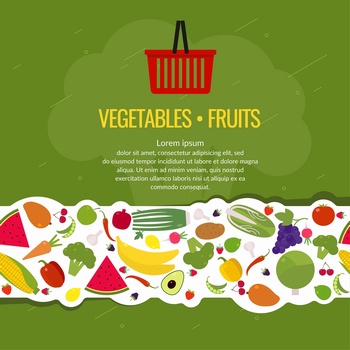 健康饮食水果蔬菜搭配矢量插图