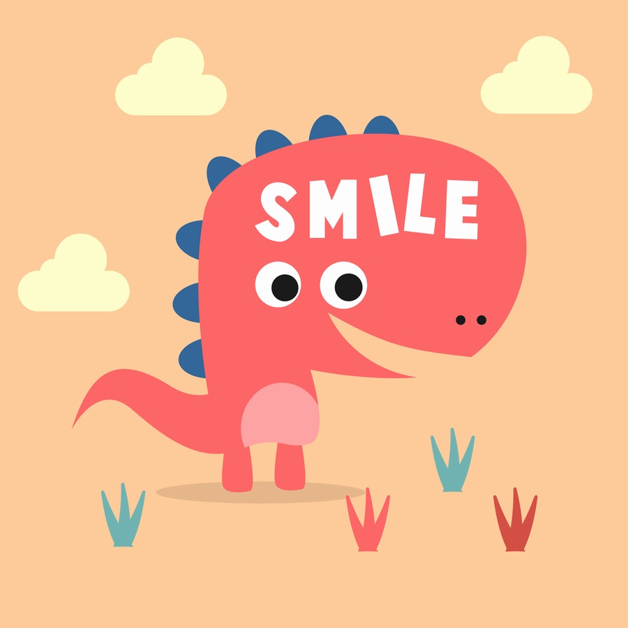 微笑的恐龙卡通造型矢量装饰图画