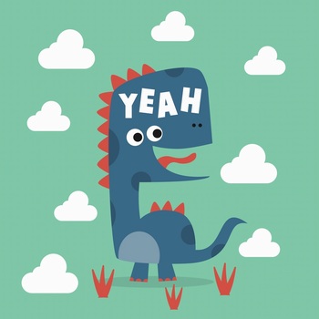 興奮的恐龍卡通造型矢量裝飾圖畫