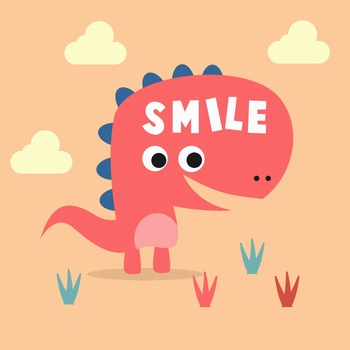 微笑的恐龍卡通造型矢量裝飾圖畫