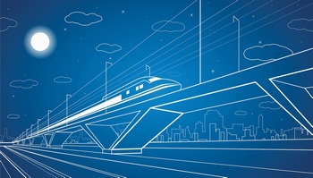 城市高铁动车新干线线描矢量图背景