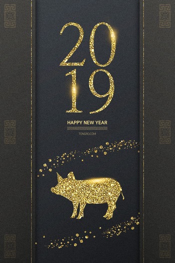 2019新年金猪中式ps海报素材