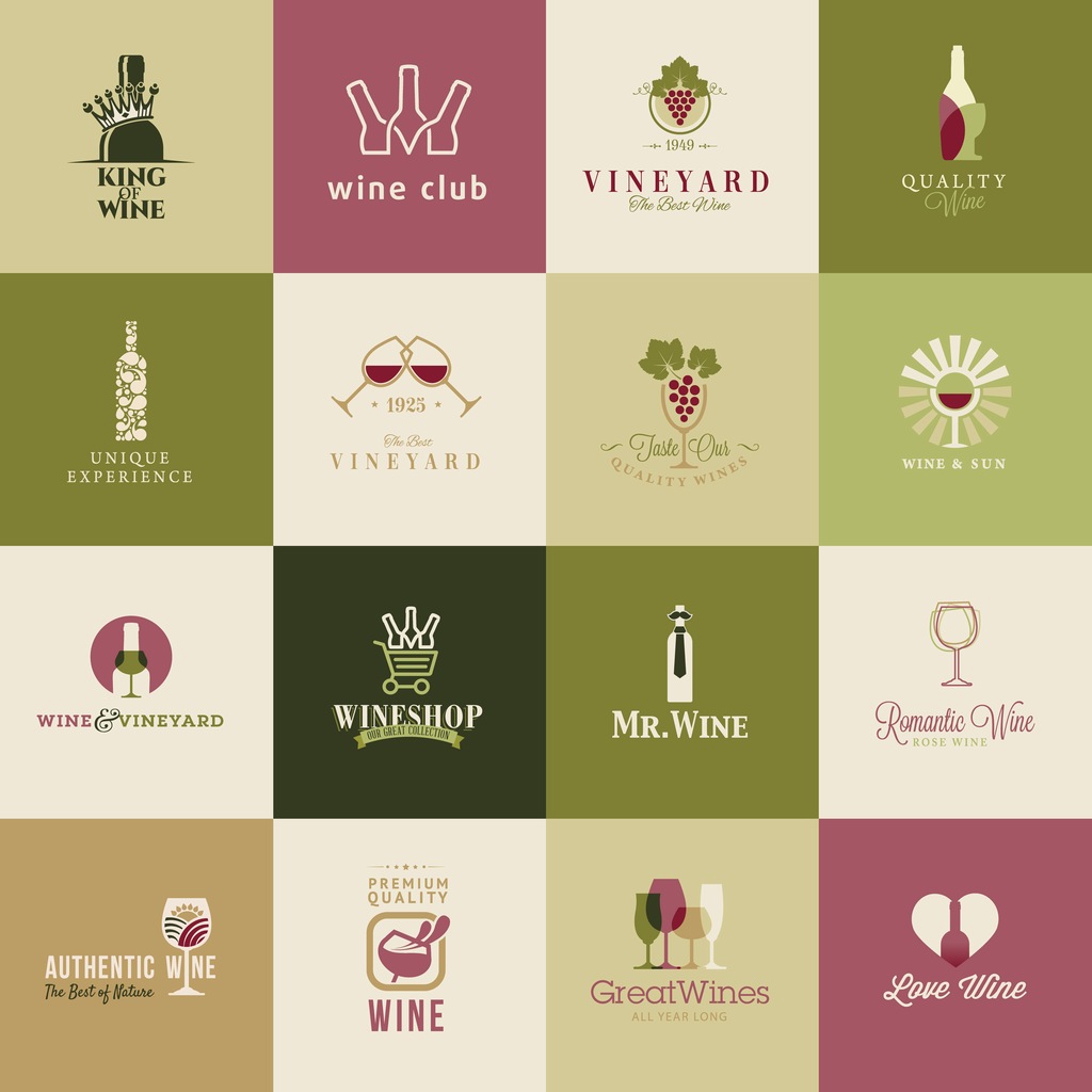红酒葡萄酒矢量logo标志图标素材