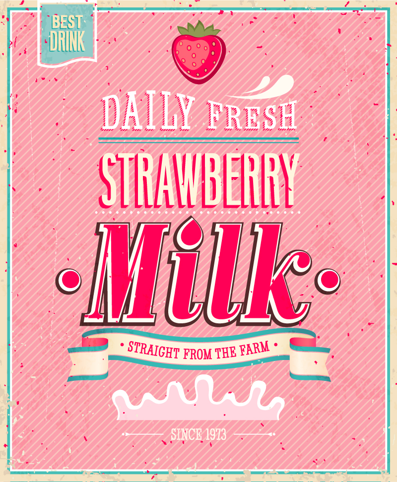 复古美食牛奶封面矢量海报图片素材