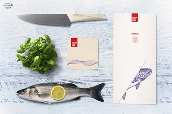 日式料理生鲜鱼平放摆拍PS样机餐饮VI素材