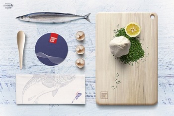 日式料理生鲜鱼平放摆拍PS样机餐饮VI素材