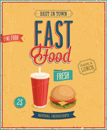 复古美食快餐汉堡封面矢量海报图片素材