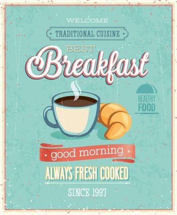 复古美食早餐封面矢量海报图片素材