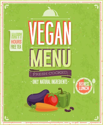 复古美食蔬菜素食封面矢量海报图片素材