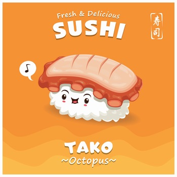 日料寿司饭团卡通形象餐饮矢量图片素材