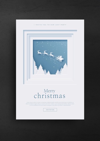 冬季剪纸风格圣诞节窗贴ps背景素材
