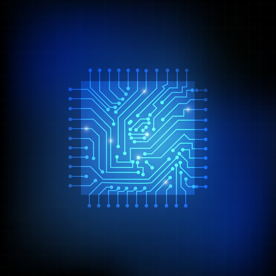 科技感CPU处理器电子电路板矢量背景图片