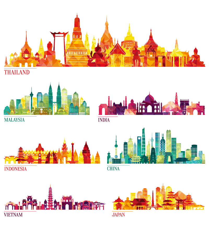 扁平化泰国旅游特色度假游矢量海报图
