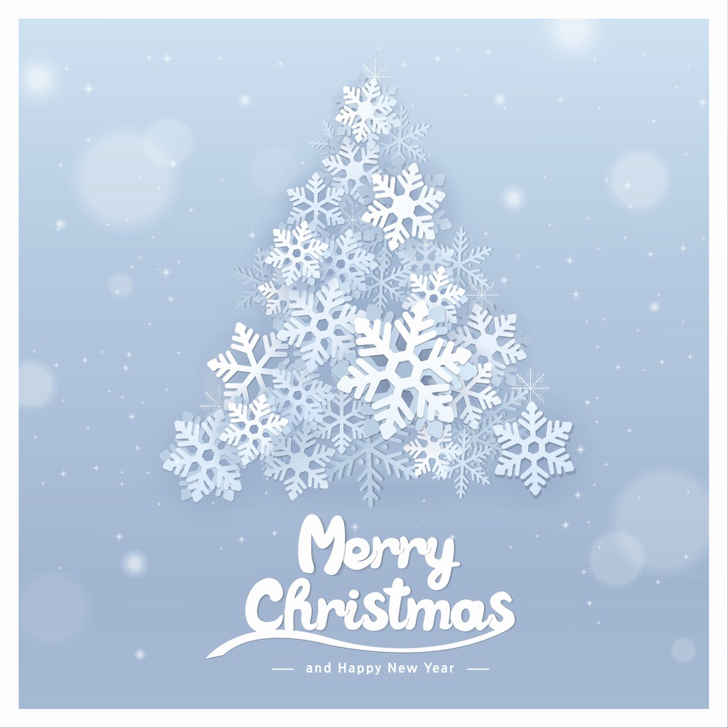 冬季雪花圣诞树圣诞节快乐主题矢量素材图片