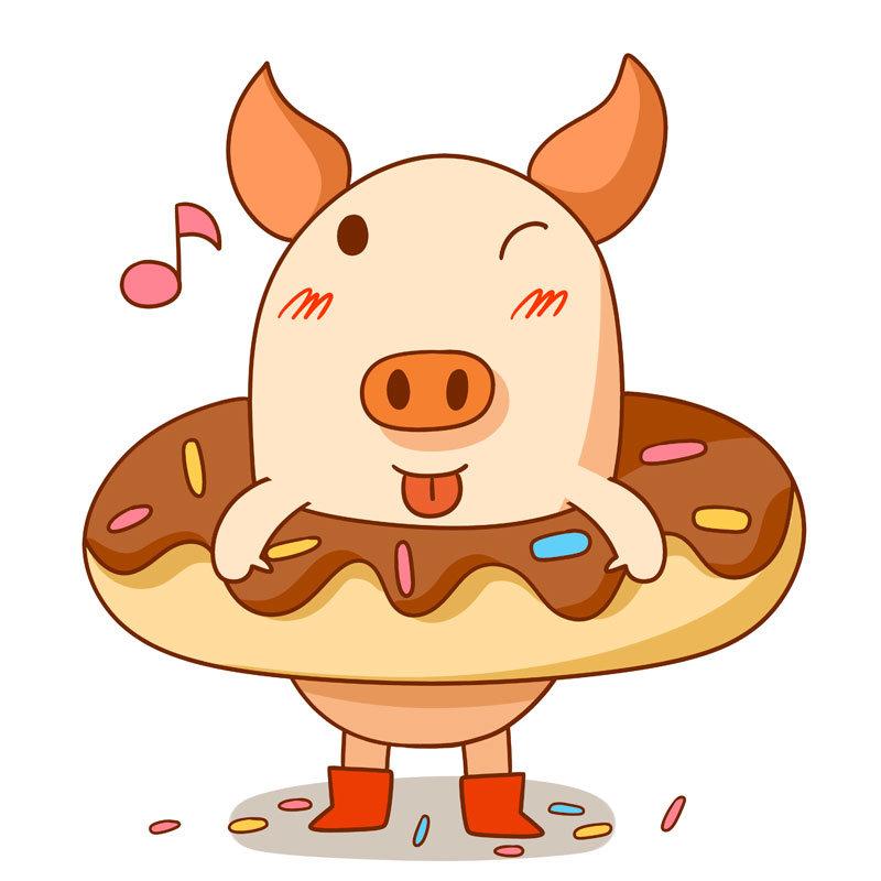 猪年可爱的甜甜圈小猪卡通形象ps素材