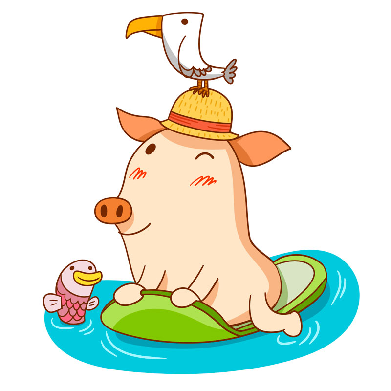 猪年可爱的玩水小猪卡通形象ps素材