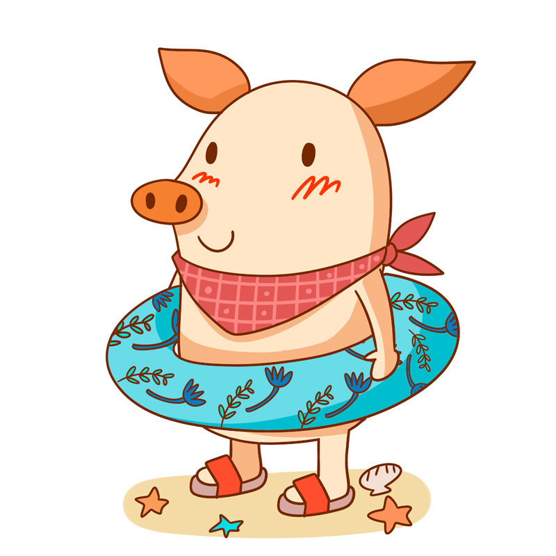 猪年可爱的游泳圈小猪卡通形象ps素材