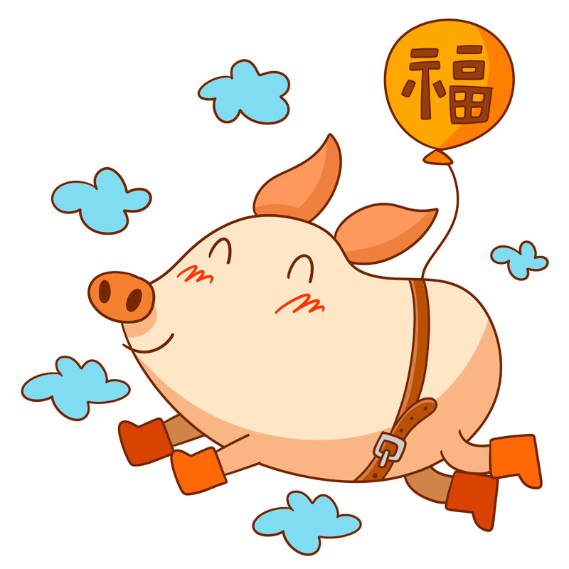 猪年可爱的飞行小猪卡通形象ps素材