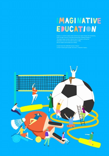 兒童體育興趣班開學招生海報宣傳ps插畫素