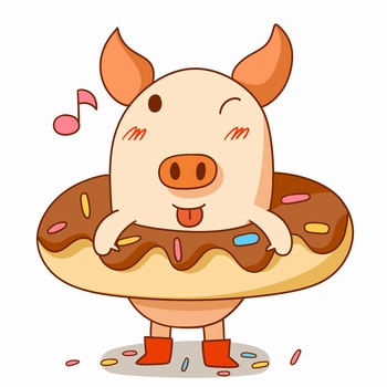 豬年可愛的甜甜圈小豬卡通形象ps素材