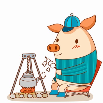 豬年可愛的燒水小豬卡通形象ps素材