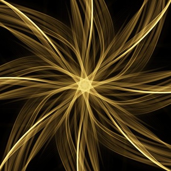 放射花形金色粒子光带矢量背景图片